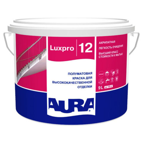 Краска Aura Luxpro 12 моющаяся особо прочная 9 л.
