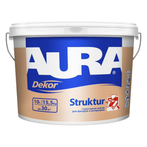 Краска Aura Dekor Structur структурная для фасадов и интерьеров белая 10 л.