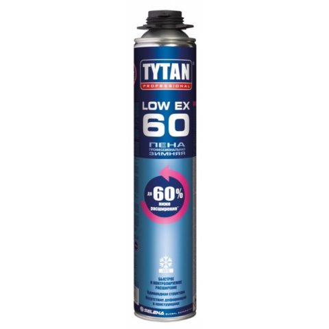 Пена монтажная Tytan O2 Low Expansion 60 профессиональная зимняя 750 мл.