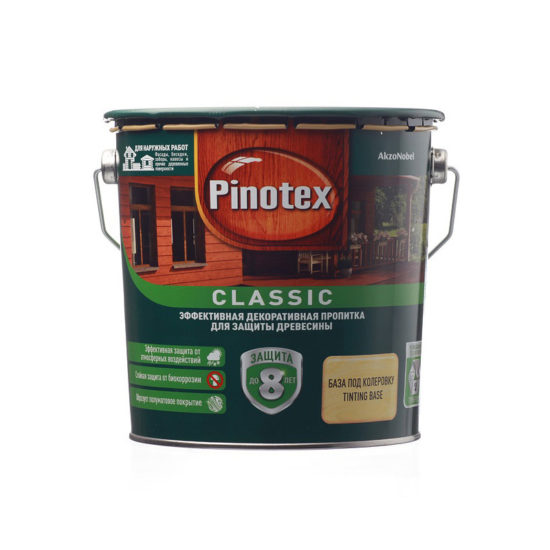 Декоративно-защитная пропитка для древесины Pinotex Classic CLR прозрачный 2.7 л.