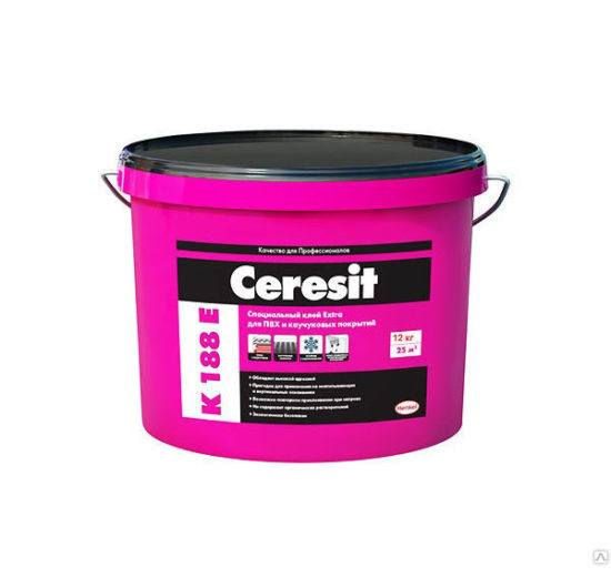 Клей для напольных ПВХ покрытий Ceresit K 188 E 5 кг.