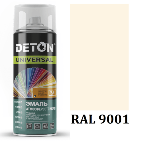 Краска RAL 9001 DETON Universal аэрозольная алкидная светло-серая 520 мл.