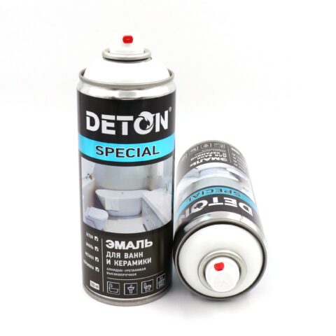 Аэрозольная эмаль для ванн и керамики DETON Special белая 520 мл.